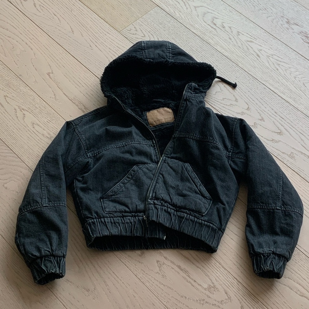 American Eagle Outfitters Kids Black Jean Jacket